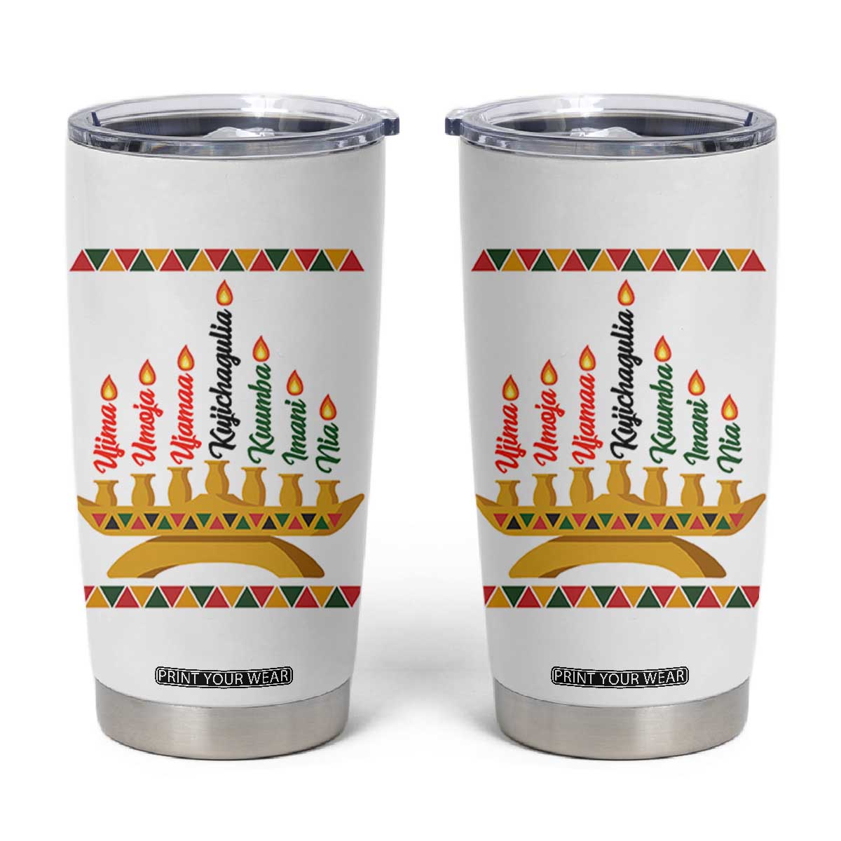7 Principles Of Kwanzaa Tumbler Cup Festival Of Lights African Heritage Gift TS12 White Print Your Wear