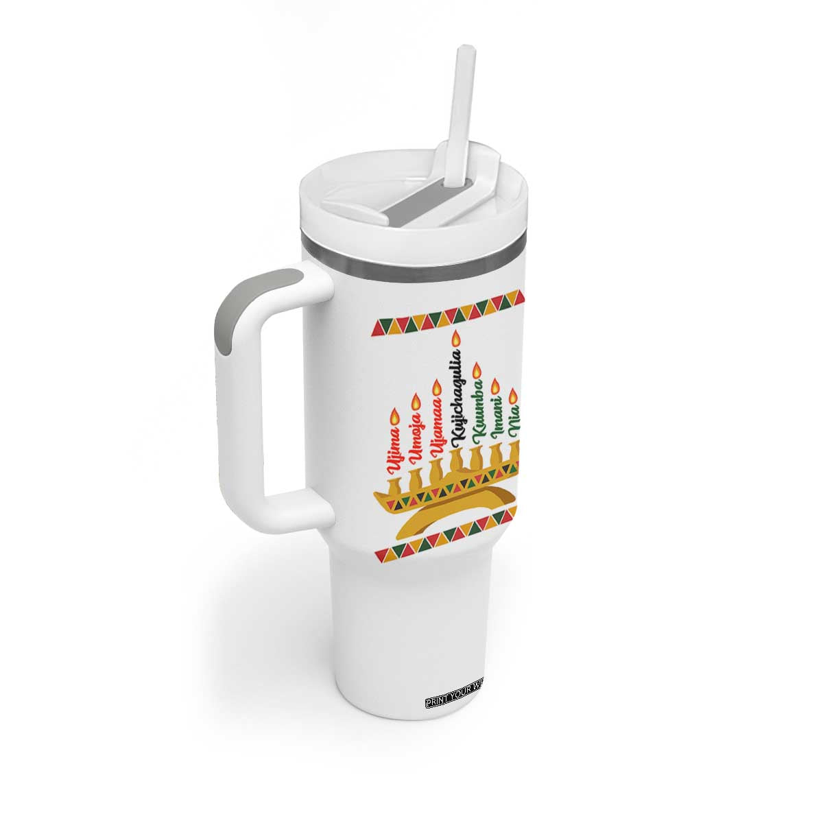 7 Principles Of Kwanzaa Tumbler With Handle Festival Of Lights African Heritage Gift - Print Your Wear