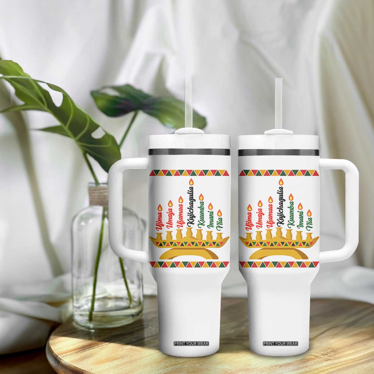 7 Principles Of Kwanzaa Tumbler With Handle Festival Of Lights African Heritage Gift - Print Your Wear