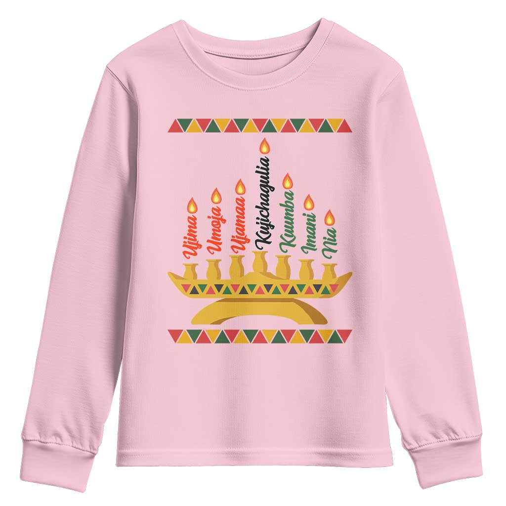 7 Principles Of Kwanzaa Youth Sweatshirt Festival Of Lights African Heritage Gift TS12 Light Pink Print Your Wear