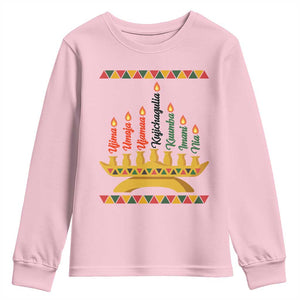 7 Principles Of Kwanzaa Youth Sweatshirt Festival Of Lights African Heritage Gift TS12 Light Pink Print Your Wear