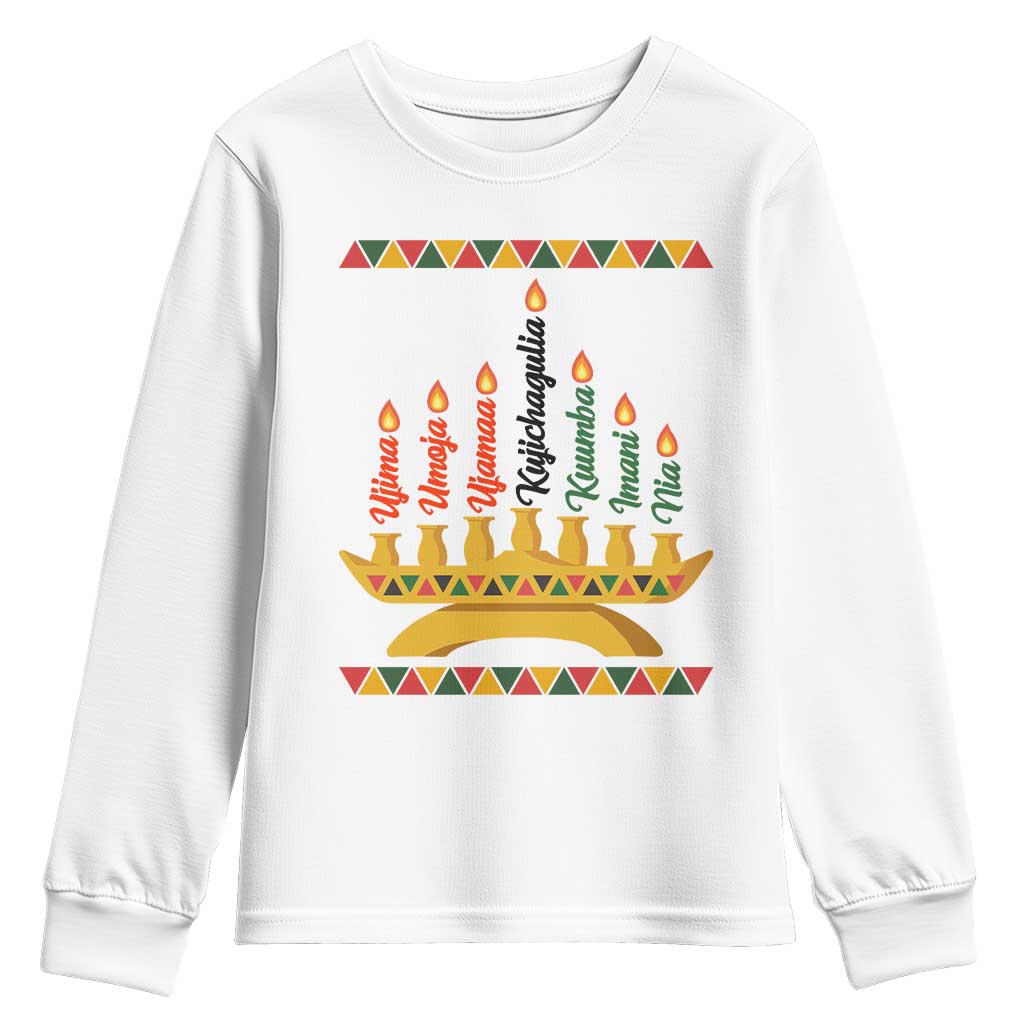 7 Principles Of Kwanzaa Youth Sweatshirt Festival Of Lights African Heritage Gift TS12 White Print Your Wear