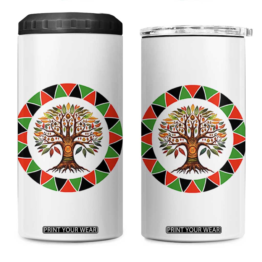 Kwanzaa Tree Of Life 4 in 1 Can Cooler Tumbler African American Holiday Gift - Print Your Wear