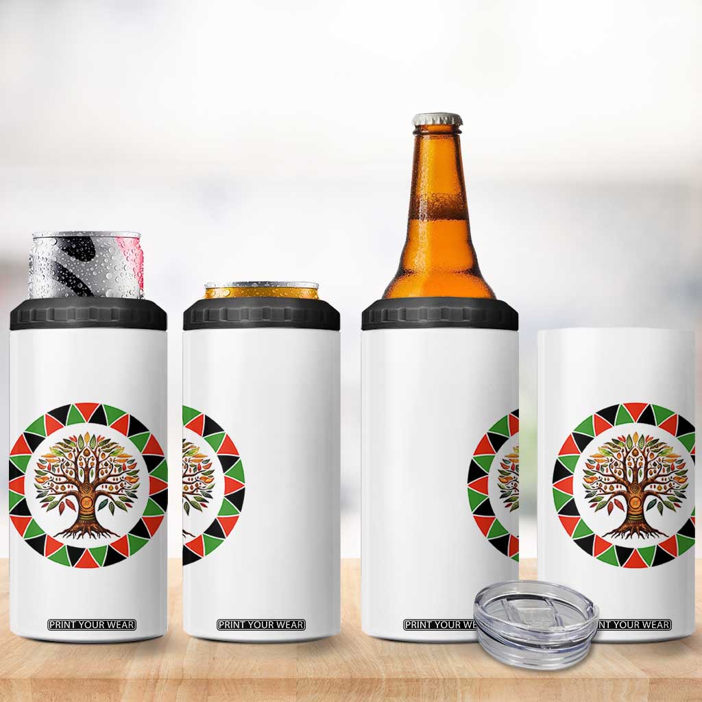Kwanzaa Tree Of Life 4 in 1 Can Cooler Tumbler African American Holiday Gift - Print Your Wear