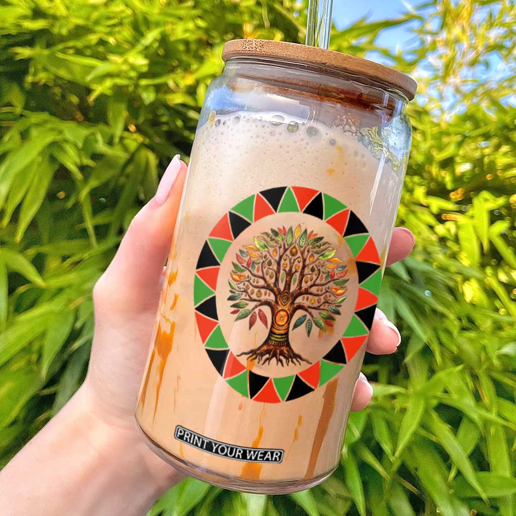 Kwanzaa Tree Of Life Glass Can African American Holiday Gift TS12 White Print Your Wear