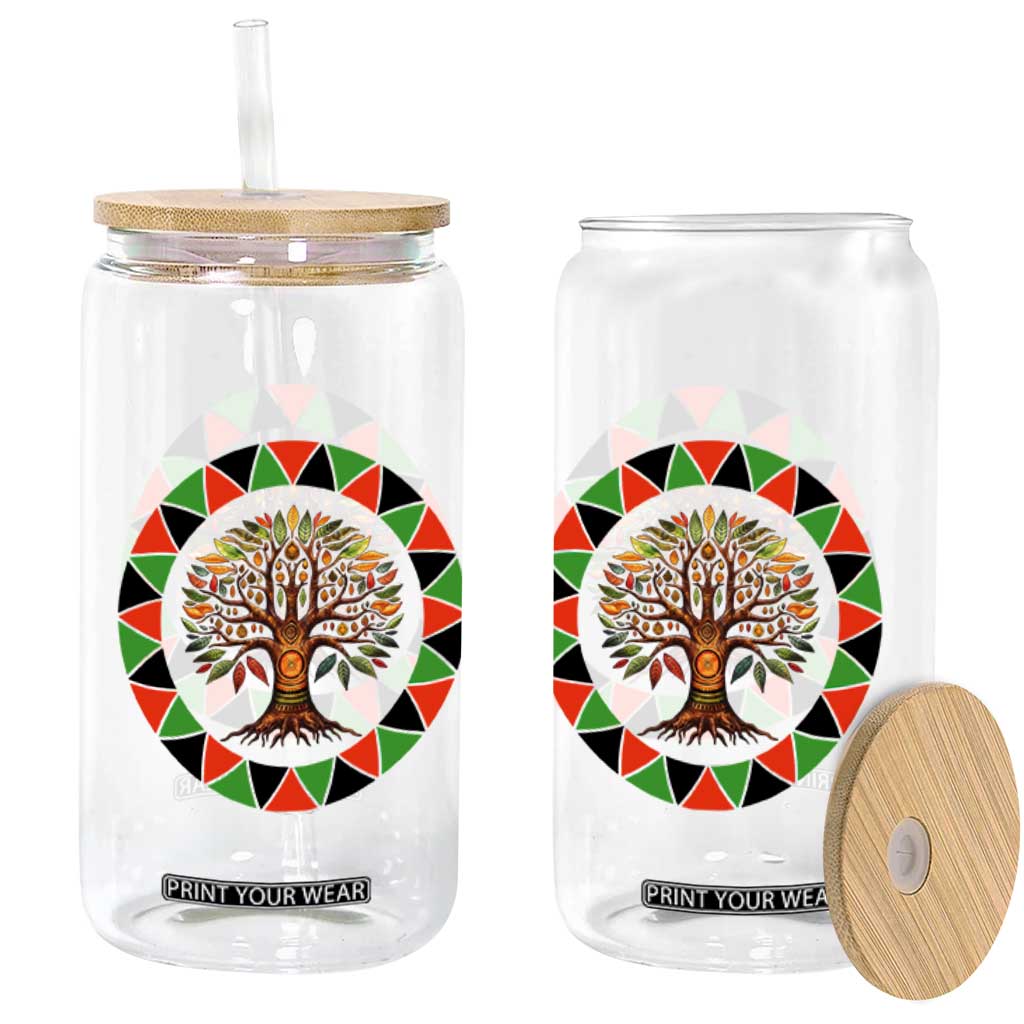 Kwanzaa Tree Of Life Glass Can African American Holiday Gift - Print Your Wear