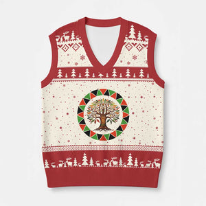 Kwanzaa Tree Of Life V-Neck Knit Sweater Vest African American Holiday Gift - Print Your Wear