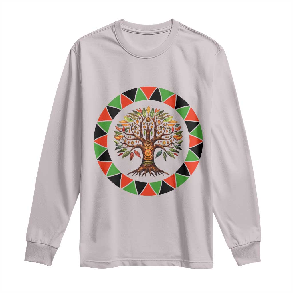 Kwanzaa Tree Of Life Long Sleeve Shirt African American Holiday Gift TS12 Ice Gray Print Your Wear