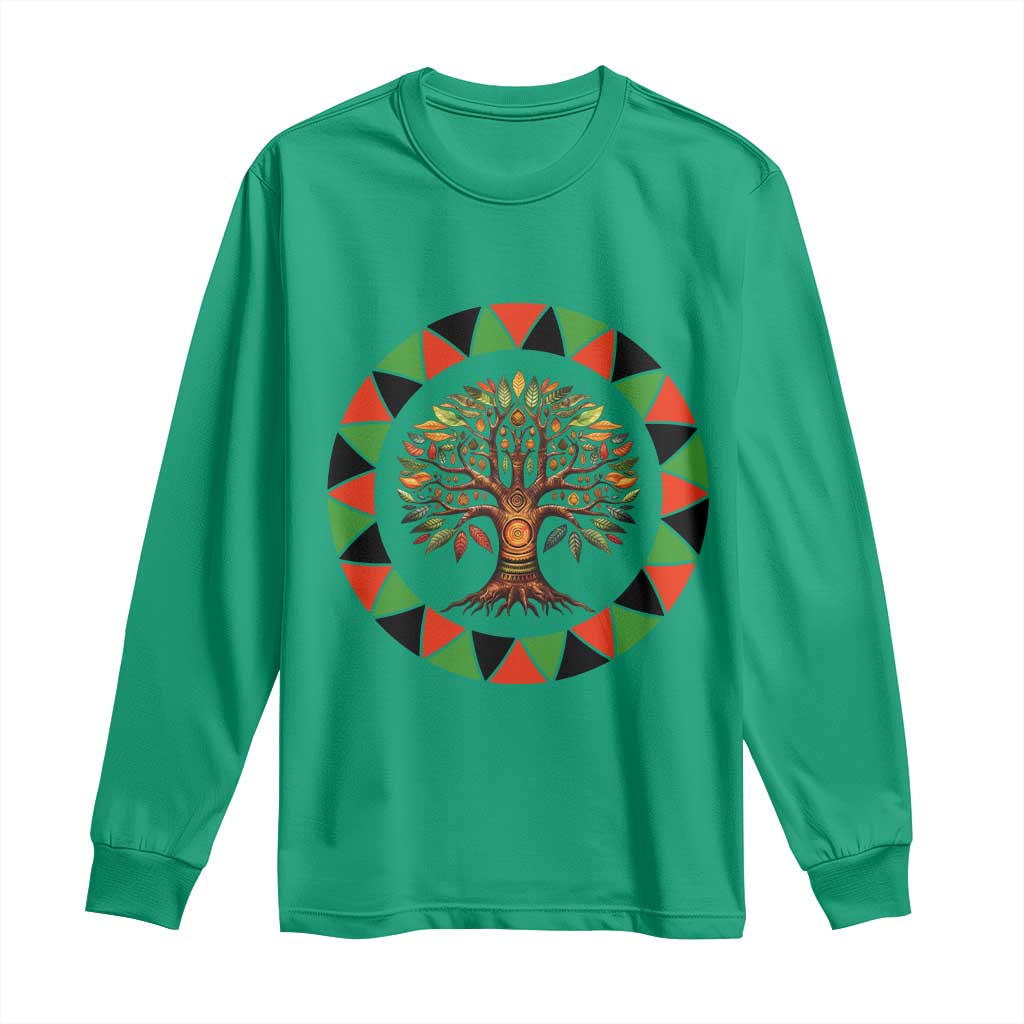 Kwanzaa Tree Of Life Long Sleeve Shirt African American Holiday Gift TS12 Irish Green Print Your Wear