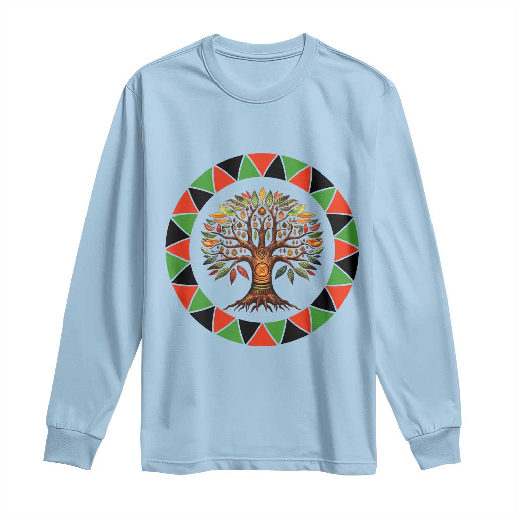 Kwanzaa Tree Of Life Long Sleeve Shirt African American Holiday Gift TS12 Light Blue Print Your Wear