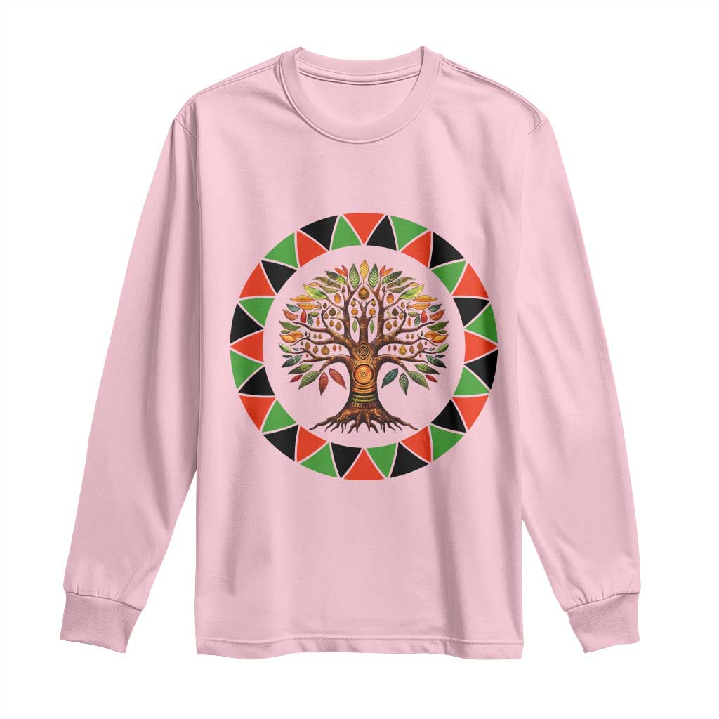 Kwanzaa Tree Of Life Long Sleeve Shirt African American Holiday Gift TS12 Light Pink Print Your Wear