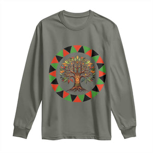 Kwanzaa Tree Of Life Long Sleeve Shirt African American Holiday Gift TS12 Military Green Print Your Wear