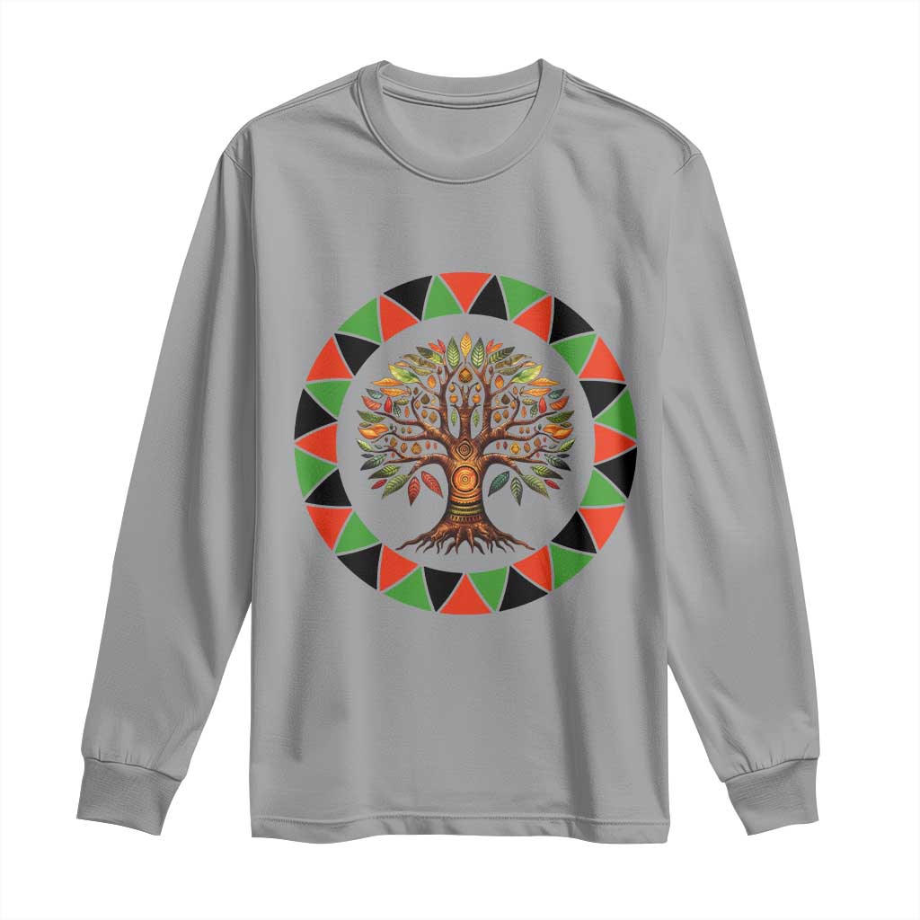 Kwanzaa Tree Of Life Long Sleeve Shirt African American Holiday Gift TS12 Sport Gray Print Your Wear