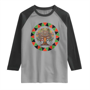 Kwanzaa Tree Of Life Raglan Shirt African American Holiday Gift TS12 Sport Gray Black Print Your Wear
