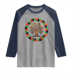 Kwanzaa Tree Of Life Raglan Shirt African American Holiday Gift TS12 Sport Gray Navy Print Your Wear