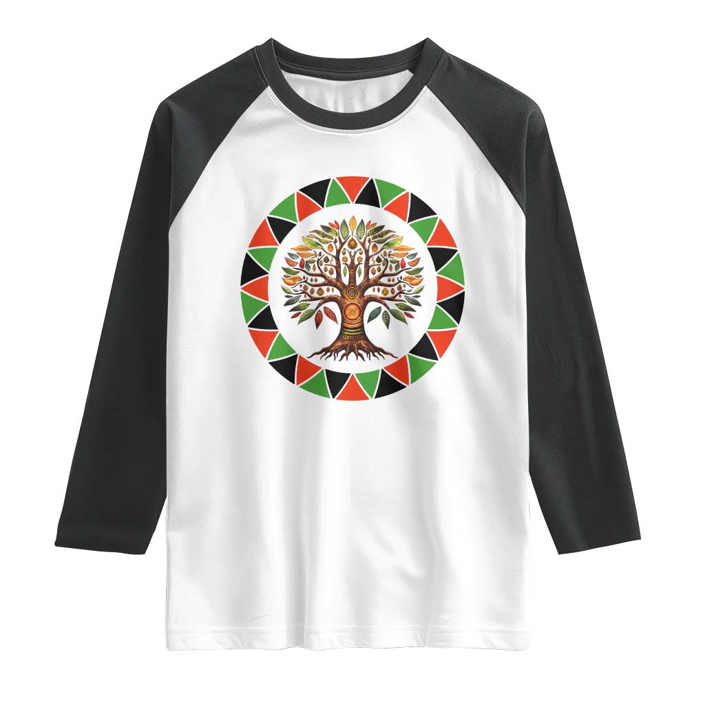 Kwanzaa Tree Of Life Raglan Shirt African American Holiday Gift TS12 White Black Print Your Wear