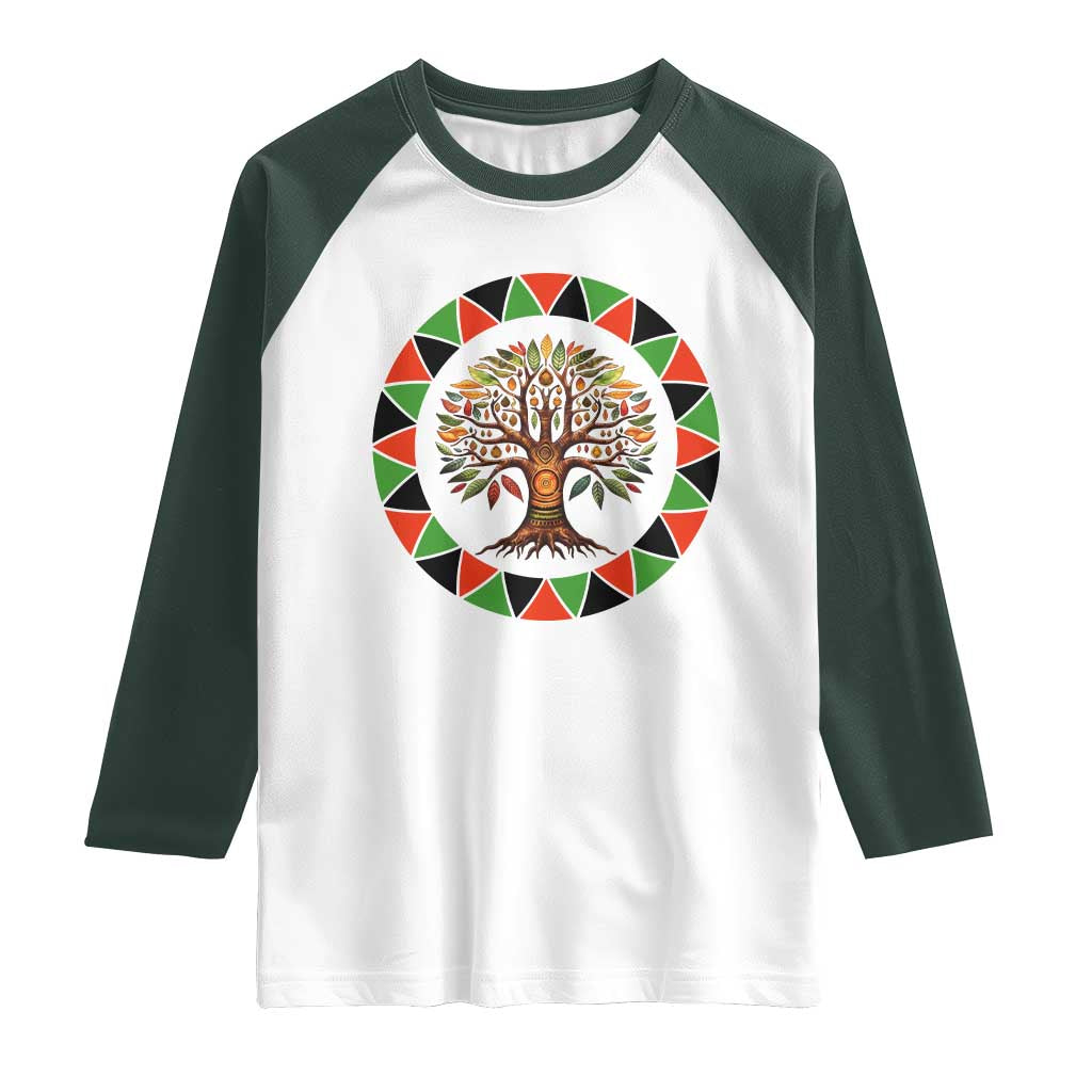 Kwanzaa Tree Of Life Raglan Shirt African American Holiday Gift - Print Your Wear