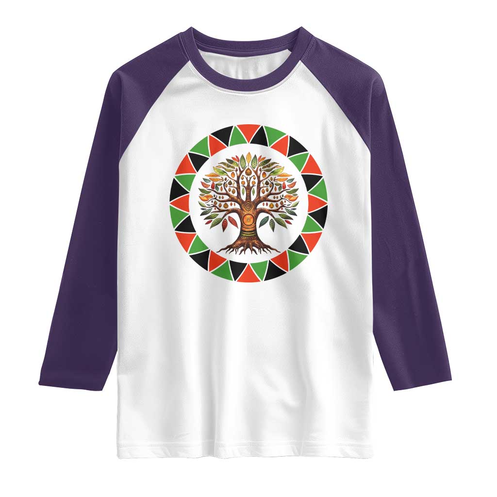 Kwanzaa Tree Of Life Raglan Shirt African American Holiday Gift - Print Your Wear