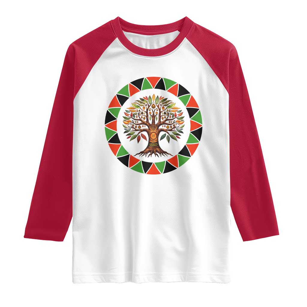Kwanzaa Tree Of Life Raglan Shirt African American Holiday Gift - Print Your Wear