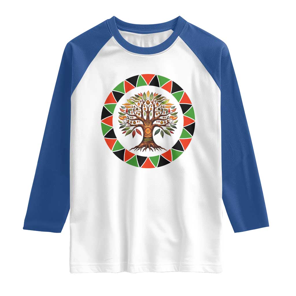 Kwanzaa Tree Of Life Raglan Shirt African American Holiday Gift TS12 White Royal Print Your Wear