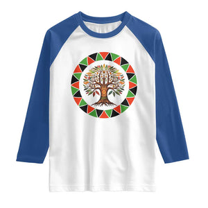 Kwanzaa Tree Of Life Raglan Shirt African American Holiday Gift TS12 White Royal Print Your Wear
