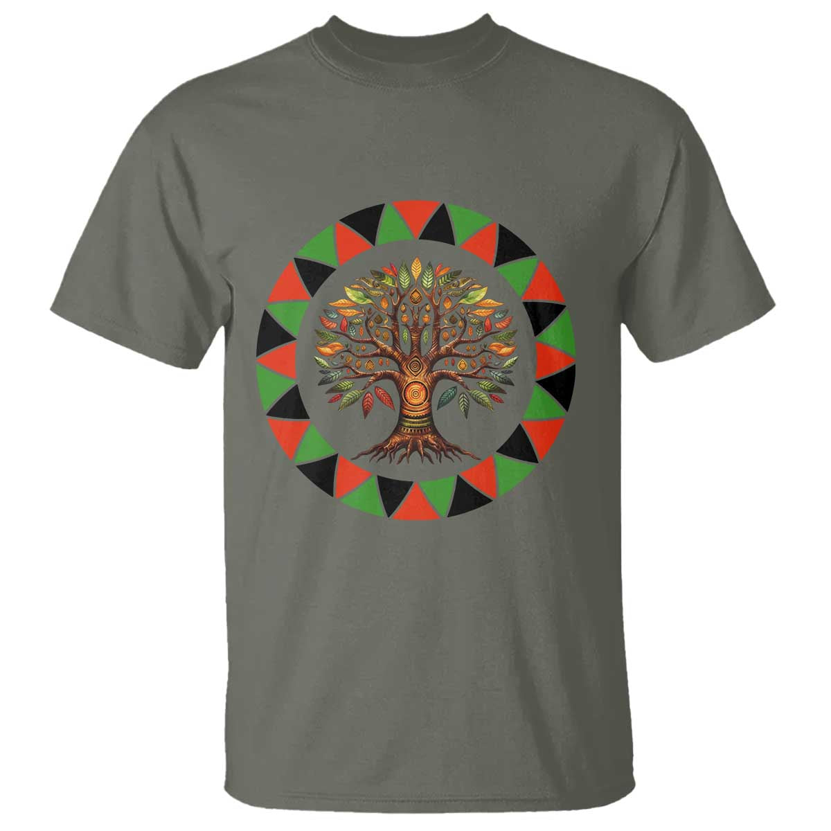 Kwanzaa Tree Of Life T Shirt African American Holiday Gift TS12 Military Green Print Your Wear
