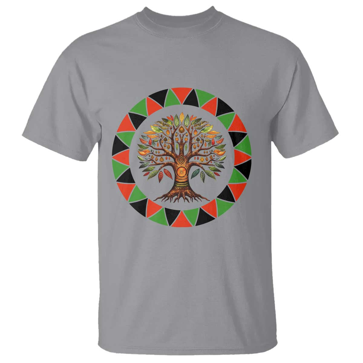 Kwanzaa Tree Of Life T Shirt African American Holiday Gift TS12 Sport Gray Print Your Wear
