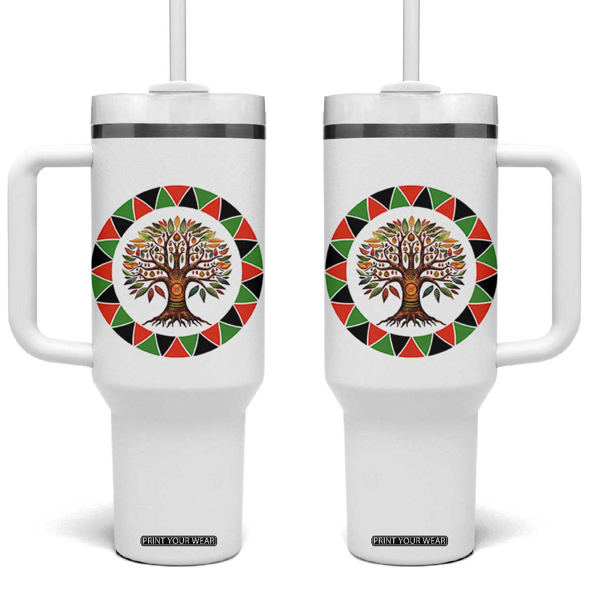 Kwanzaa Tree Of Life Tumbler With Handle African American Holiday Gift TS12 One Size: 40 oz White Print Your Wear