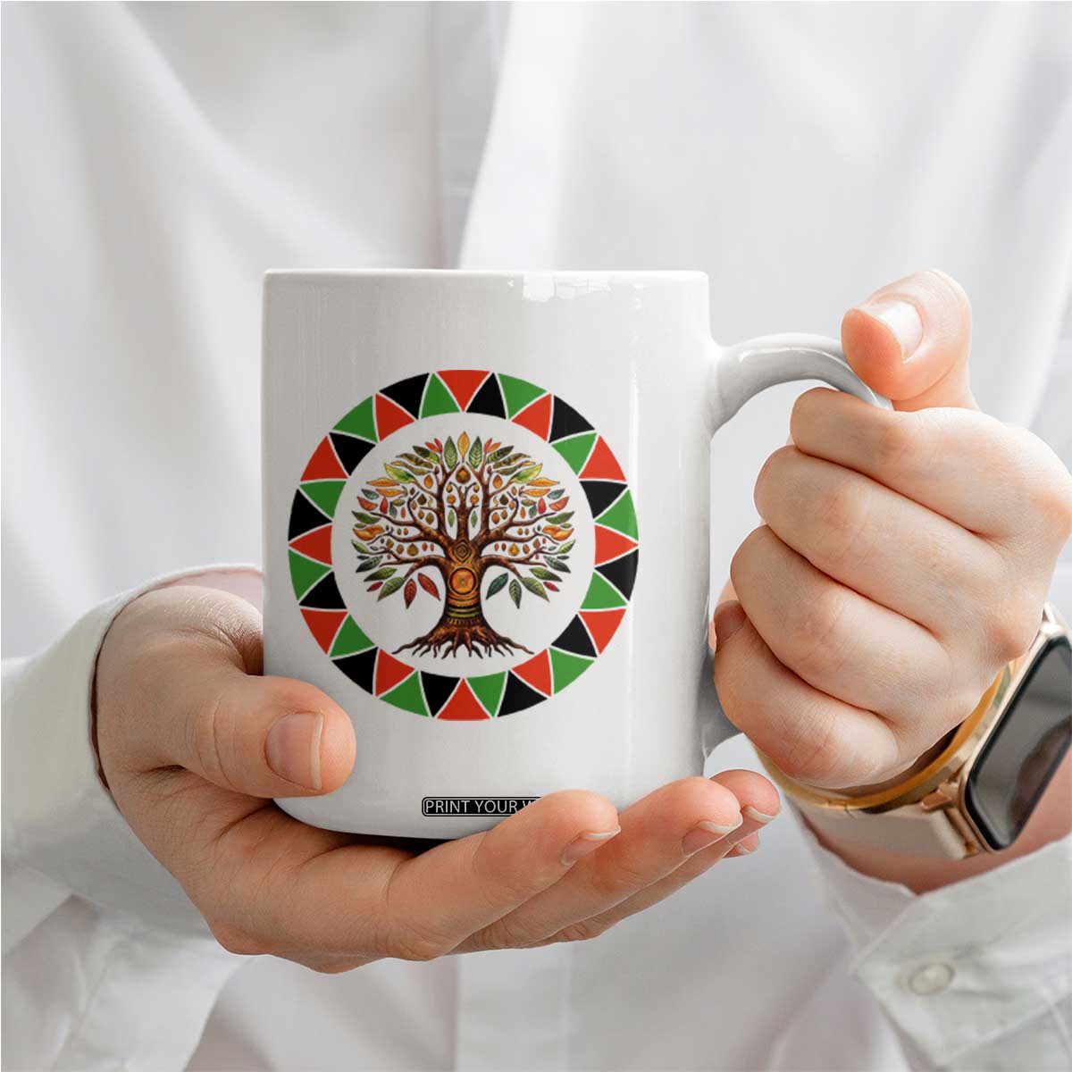 Kwanzaa Tree Of Life Coffee Mug African American Holiday Gift - Print Your Wear
