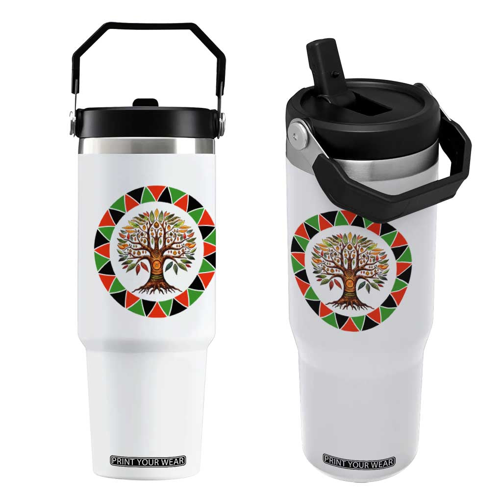 Kwanzaa Tree Of Life Flip Straw Tumbler African American Holiday Gift - Print Your Wear
