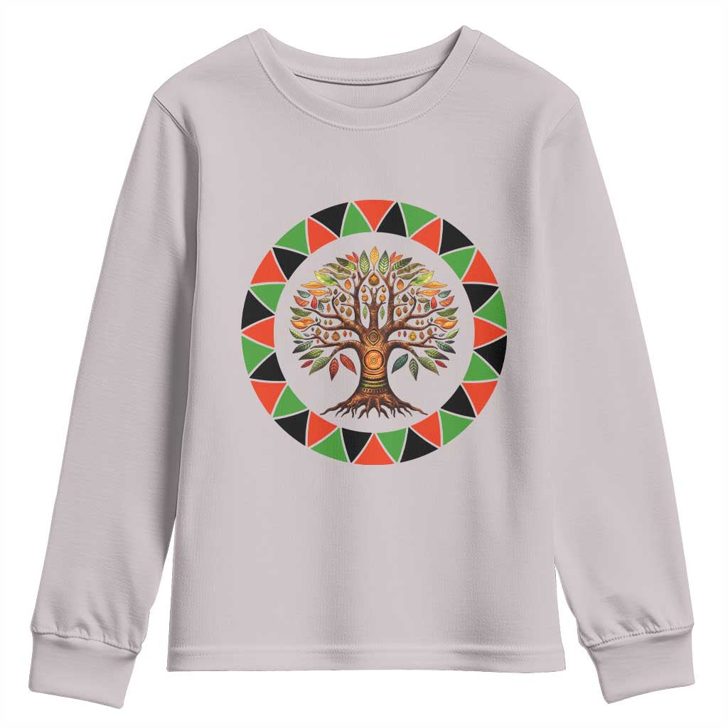 Kwanzaa Tree Of Life Youth Sweatshirt African American Holiday Gift TS12 Ice Gray Print Your Wear