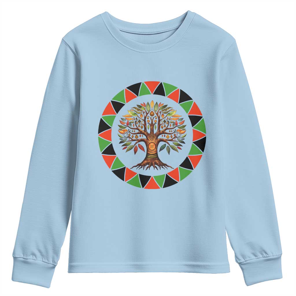 Kwanzaa Tree Of Life Youth Sweatshirt African American Holiday Gift TS12 Light Blue Print Your Wear