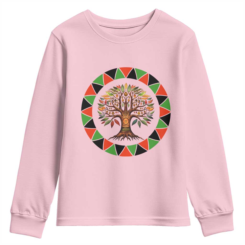 Kwanzaa Tree Of Life Youth Sweatshirt African American Holiday Gift TS12 Light Pink Print Your Wear