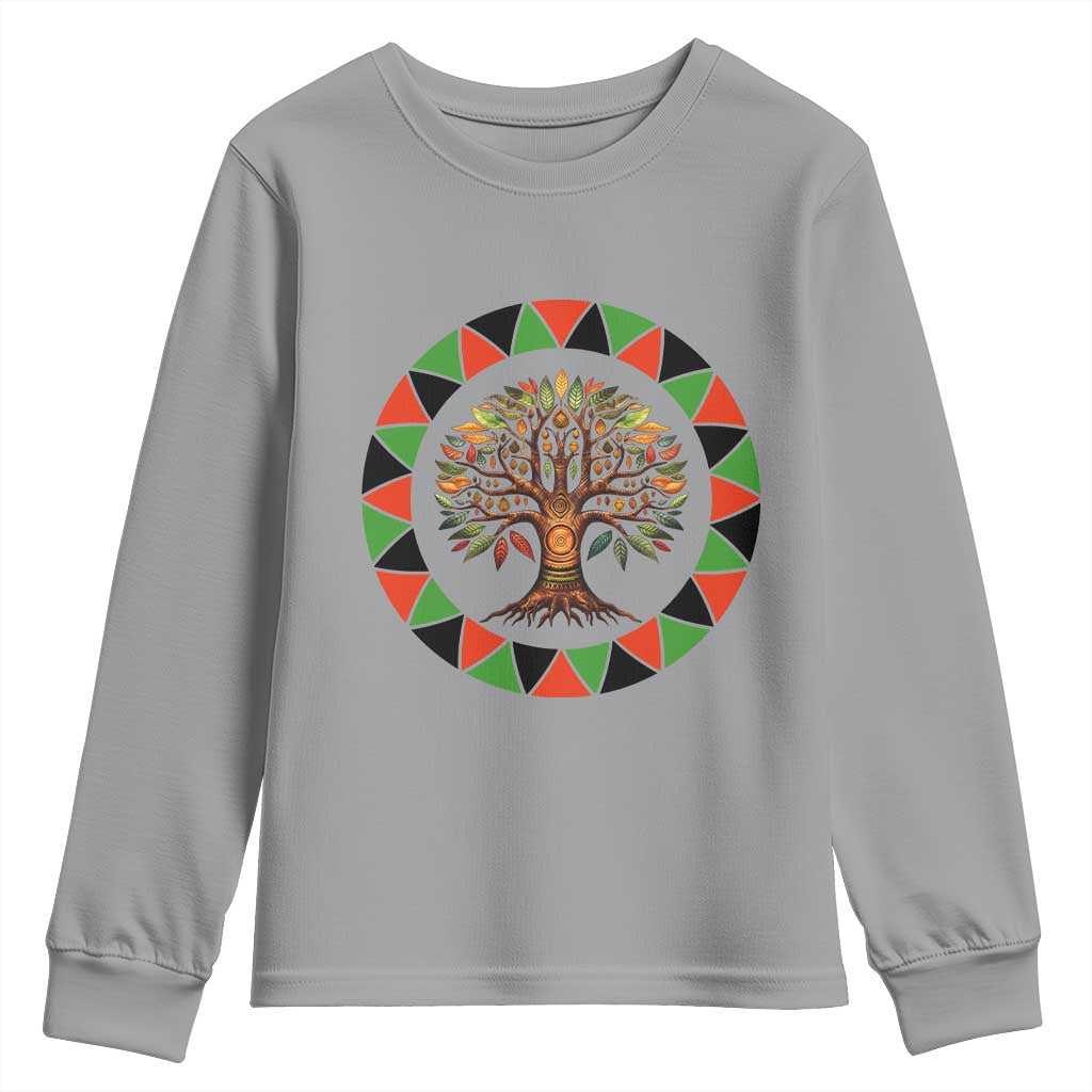Kwanzaa Tree Of Life Youth Sweatshirt African American Holiday Gift TS12 Sport Gray Print Your Wear