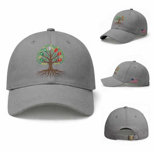 Seven Candles Of Kwanzaa Tree Of Life Baseball Cap African Heritage Gift TS12 Baseball Cap Universal Fit Sport Gray Print Your Wear