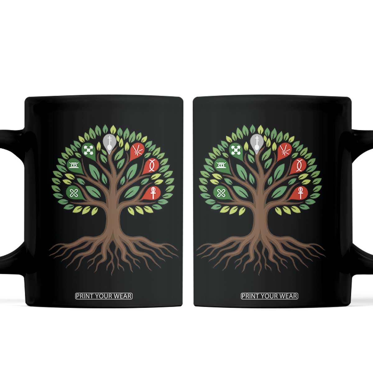 Seven Candles Of Kwanzaa Tree Of Life Coffee Mug African Heritage Gift TS12 Black Print Your Wear