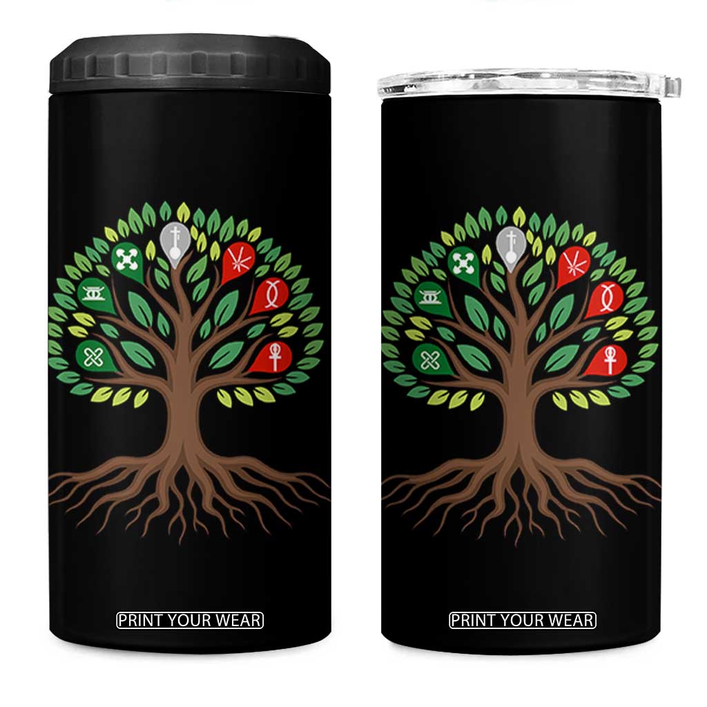 Seven Candles Of Kwanzaa Tree Of Life 4 in 1 Can Cooler Tumbler African Heritage Gift TS12 One Size: 16 oz Black Print Your Wear