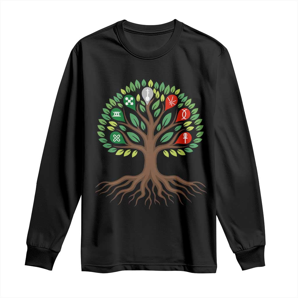 Seven Candles Of Kwanzaa Tree Of Life Long Sleeve Shirt African Heritage Gift TS12 Black Print Your Wear