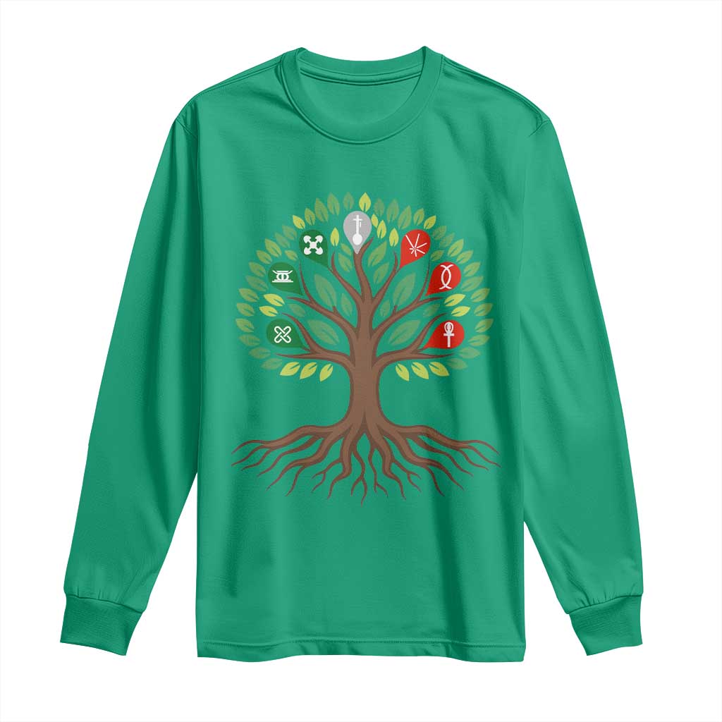 Seven Candles Of Kwanzaa Tree Of Life Long Sleeve Shirt African Heritage Gift TS12 Irish Green Print Your Wear