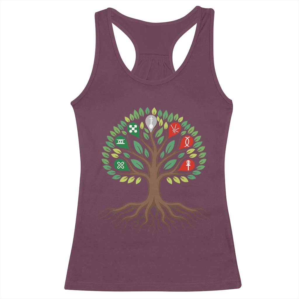 Seven Candles Of Kwanzaa Tree Of Life Racerback Tank Top African Heritage Gift TS12 Maroon Print Your Wear
