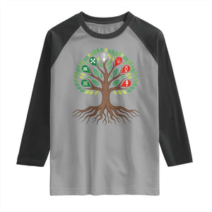 Seven Candles Of Kwanzaa Tree Of Life Raglan Shirt African Heritage Gift TS12 Sport Gray Black Print Your Wear