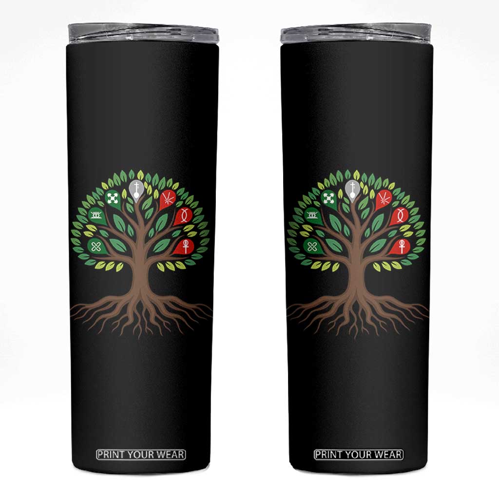 Seven Candles Of Kwanzaa Tree Of Life Skinny Tumbler African Heritage Gift TS12 Black Print Your Wear
