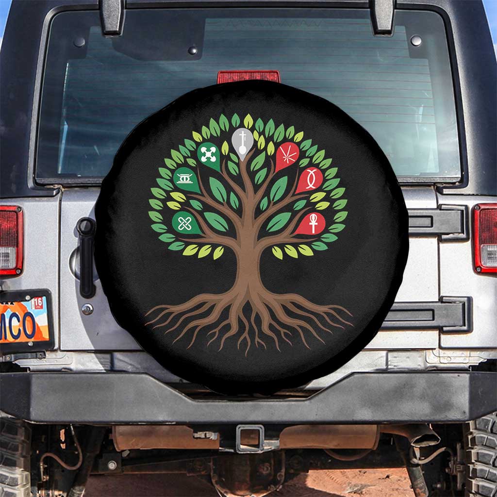 Seven Candles Of Kwanzaa Tree Of Life Spare Tire Cover African Heritage Gift TS12 No hole Black Print Your Wear
