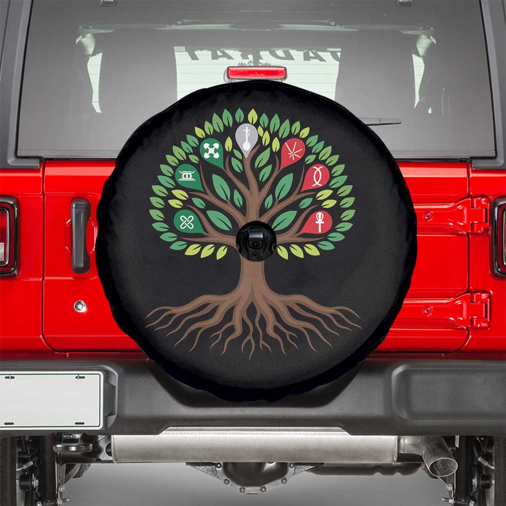 Seven Candles Of Kwanzaa Tree Of Life Spare Tire Cover African Heritage Gift TS12 Black Print Your Wear