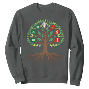 Seven Candles Of Kwanzaa Tree Of Life Sweatshirt African Heritage Gift TS12 Dark Heather Print Your Wear