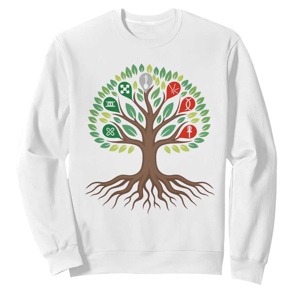 Seven Candles Of Kwanzaa Tree Of Life Sweatshirt African Heritage Gift TS12 White Print Your Wear