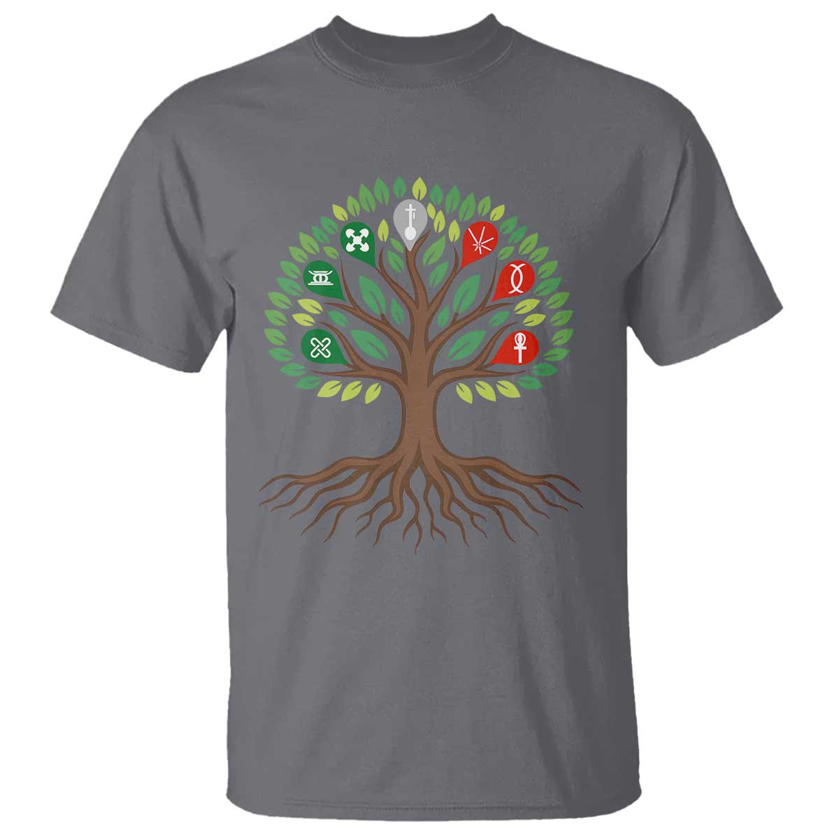 Seven Candles Of Kwanzaa Tree Of Life T Shirt African Heritage Gift TS12 Charcoal Print Your Wear