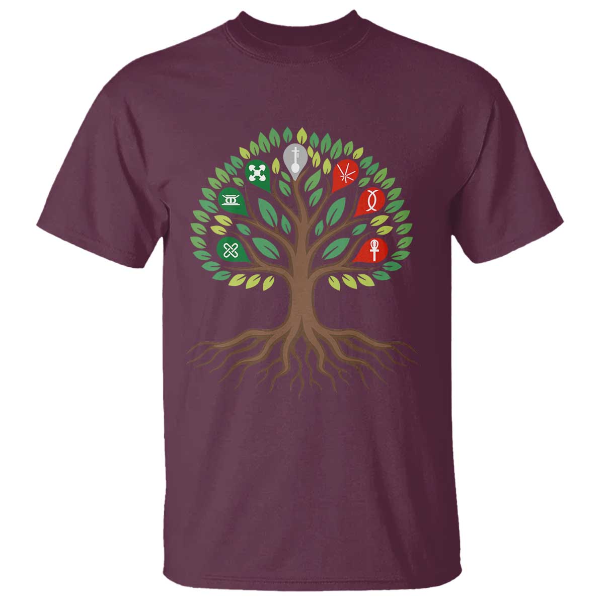 Seven Candles Of Kwanzaa Tree Of Life T Shirt African Heritage Gift TS12 Maroon Print Your Wear