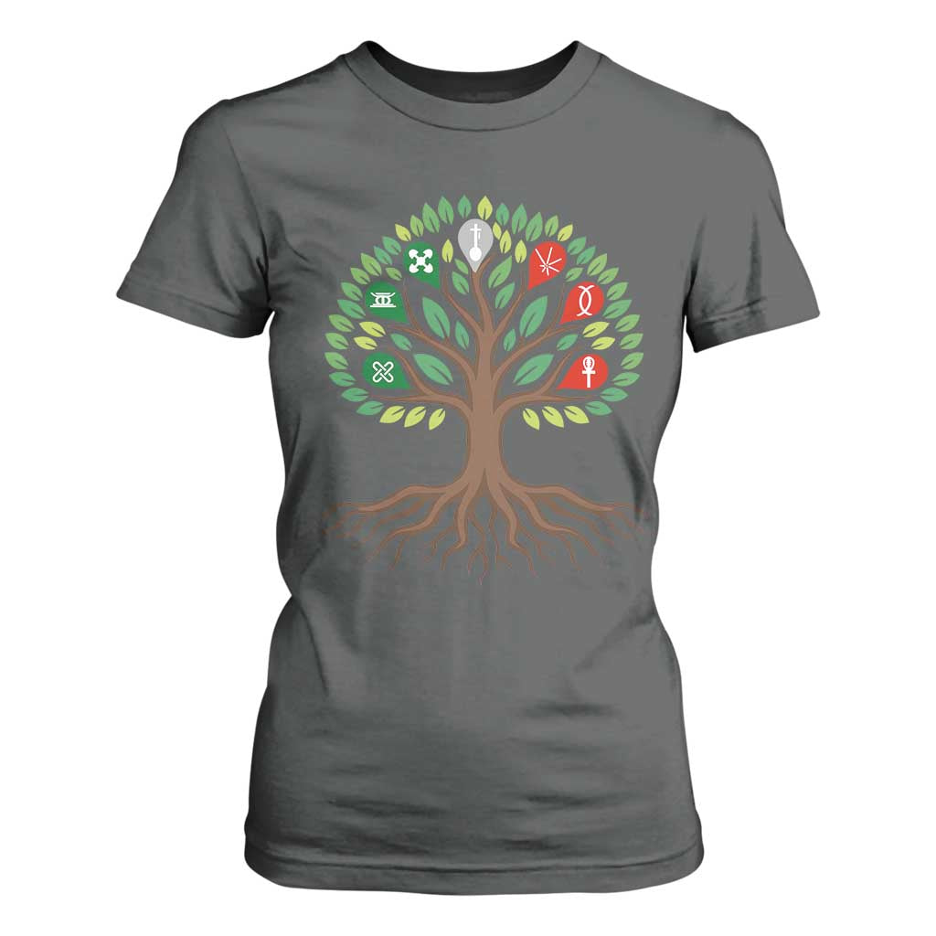 Seven Candles Of Kwanzaa Tree Of Life T Shirt For Women African Heritage Gift TS12 Dark Heather Print Your Wear