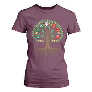 Seven Candles Of Kwanzaa Tree Of Life T Shirt For Women African Heritage Gift TS12 Maroon Print Your Wear